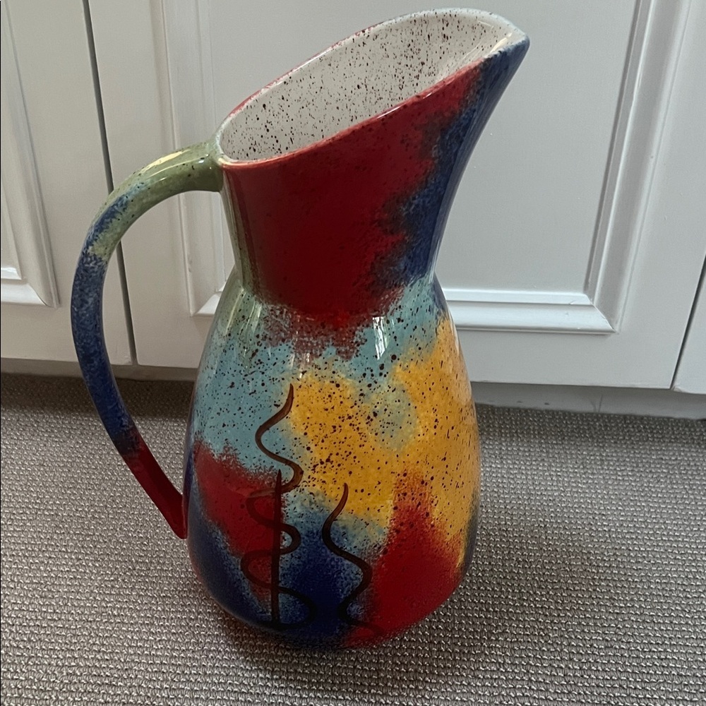 Colorful Abstract Ceramic Pitcher - Picture 4 of 5